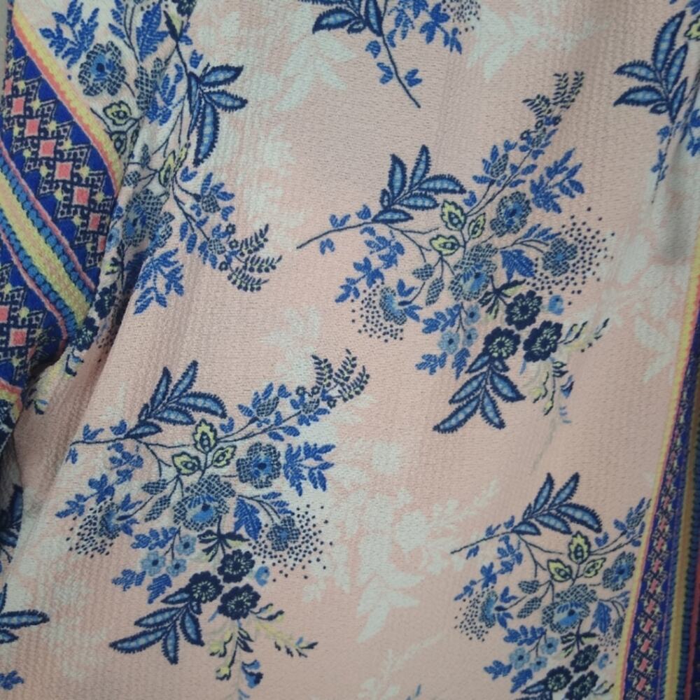 OLIVE HILL Boho Peasant Floral Top Pink Blue Med. - Picture 5 of 15
